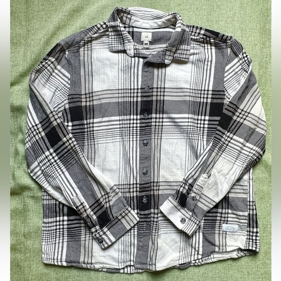 River Island Black & White Thick Button Up Flannel - Picture 1 of 1